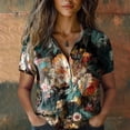 thumbnail image 3 of Womens Spring Summer Shirts Cotton Printed Fashion Casual Short Sleeve Shirts for Women, 3 of 3