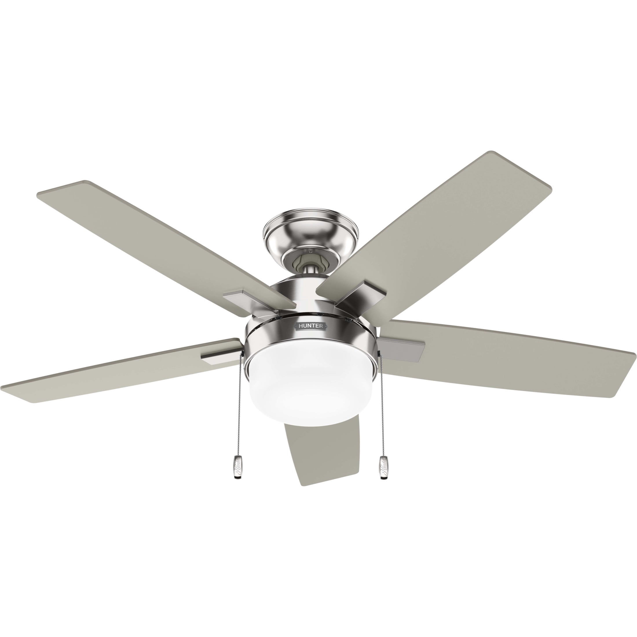 Hunter 44 inch Anisten Brushed Nickel Ceiling Fan with LED Light Kit and Pull Chain