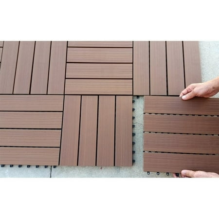 12 x 12 Eco-Friendly Wood-Plastic Composite Interlocking Decking Tile - Cedar WPC3 (11