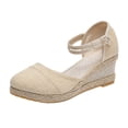 thumbnail image 1 of asddcavvf Sandales d'Été pour Femmes Tressées Compensées Respirantes Antidérapantes à Bande Élastique Bout Rond Confortables, 1 of 9