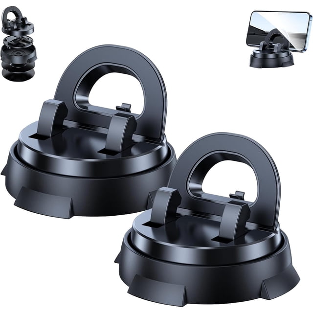 Peeynner Phone Holder, Intelligent Suction Cup Multifunction Console with Navigation Car Phone Holder, 360° Arbitrary Rotation, Waterproof Stain-Resistant, Easy to Clean (2*Black)