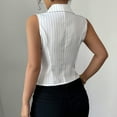 thumbnail image 5 of UAMVSH Striped Waistcoat Vests for Women Cropped Sleeveless Dressy Blazers Casual Button down Work Office Suit Jackets(X-Large,White), 5 of 7