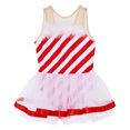 thumbnail image 4 of Zaldita Kids Girls Christmas Sleeveless Striped Dress Figure Skating Dance Performance Leotard Red 10, 4 of 7