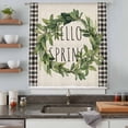 thumbnail image 4 of Farmhouse Green Garland Sheer Curtains 72 Inches Long, Spring Vintage Black Plaid Beige Light Filering Curtains, Breathable Simi Curtain Privacy Drapes for Living Room Bedroom Window Treatment, 4 of 9