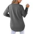 thumbnail image 7 of tklpehg Womens Long Sleeve Tops Trendy Graphic Tees Lightweight Crewneck Long Sleeve Tops Leisure Spring Tops Loose Fit Blouse Solid Color Pullover Tops #A02-Gray M, 7 of 7