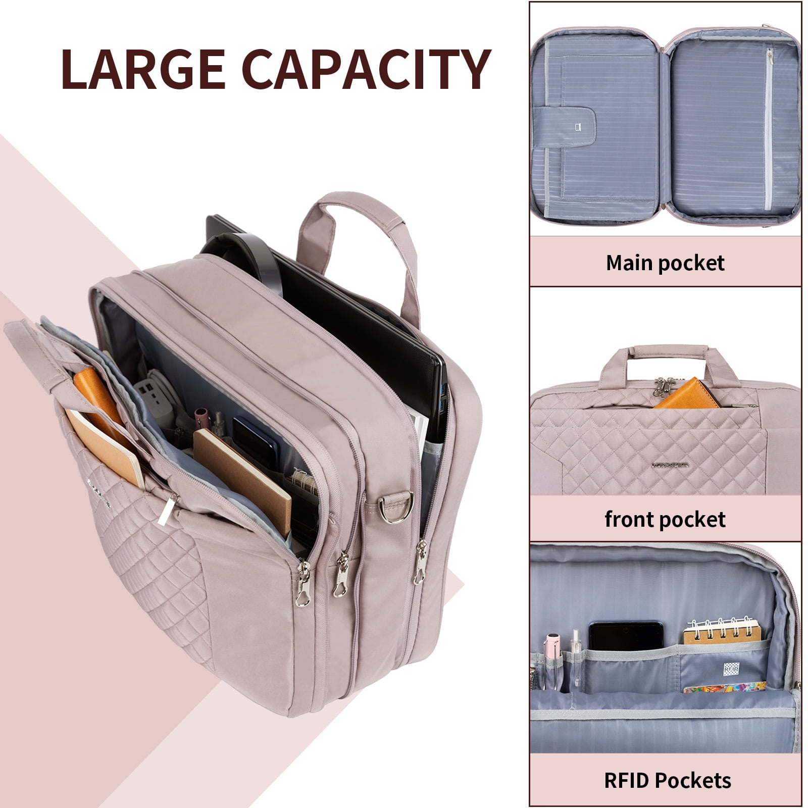 KROSER Laptop Bag 17" Briefcase Shoulder Bag Bussiness Carrying Handbag Laptop for Women and Men