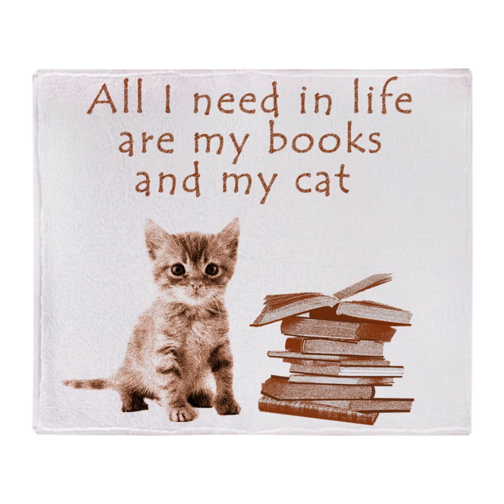 CafePress Cats And Books Soft Fleece Throw Blanket, 50"x60" Stadium