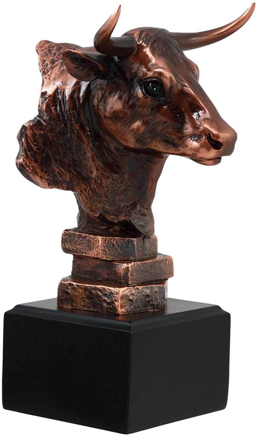 Wall Street Bronze Finish Statue Figurine Stock Market Bull Bust