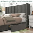 thumbnail image 2 of Breltam King Size Upholstered Platform Bed Frame with 4 Storage Drawers and Vertical Linen Wingback Channel Tufted Headboard, 2 of 11