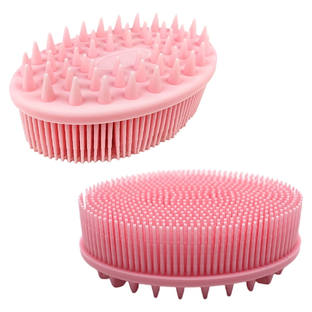 Cepillo de baño y champú 2 en 1, depurador corporal de ducha de silicona, cepillo exfoliante para el cuerpo, cepillo masajeador para el cuero cabelludo, húmedo y seco