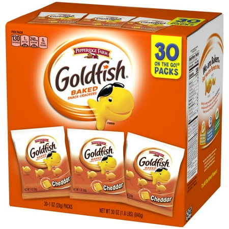 Pepperidge Farm Goldfish Crackers, Cheddar, 1 oz, 30 Count