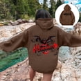 thumbnail image 2 of WEAIXIMIUNG Maternity Sweatshirt Zip Up Printed Hooded Sweatshirt for Women In Autumn and Winter, 2 of 5