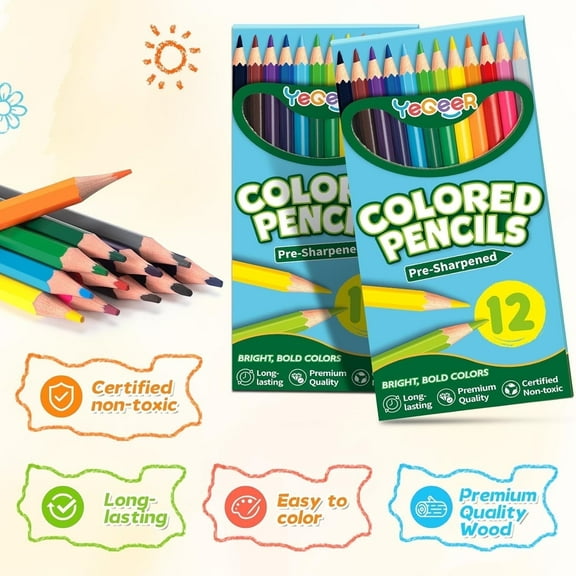 12 Pre-sharpened Coloring Pencils