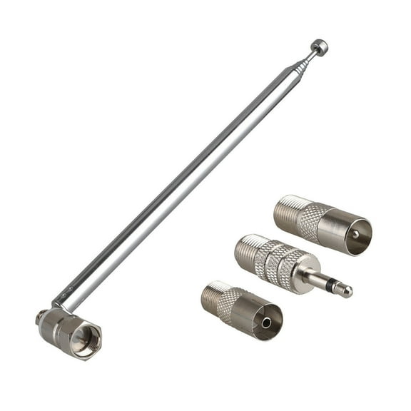 F Type Radio Antenna 10-Section Metal Extension, Enhanced Reception, 3.5dBi Gain for FM Radio, HiFi, and Mini Systems