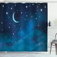 thumbnail image 1 of Stars Shower Curtain, Night Skyline Illustration with Watercolor Effect Crescent Moon and Clouds, Fabric Bathroom Set with Hooks, 69W X 75L Inches Long, Pale Blue Night Blue, by Ambesonne, 1 of 3