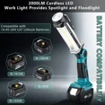 thumbnail image 3 of LED Luz de Trabajo para de*walt Batería de Litio de 14.4V-20V Linterna USB de 2000LM, 3 of 7