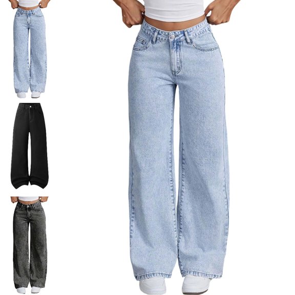 UJNDER Girls High Waist Straight Leg Jeans with Bow Embroidery and Casual Loose Fit Denim Pants for Teenagers Girls Pants,Light Blue,13-14 Years