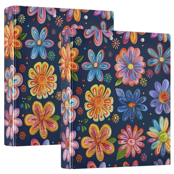 Various Cute Flower Hardcover 3 Ring Binder 1.5” Round Rings Letter Size Paper Pockets for School Office Supplies