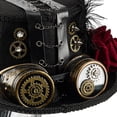 thumbnail image 4 of Yvsxxv 1Pc Black Steampunk Rose Feather Mesh Top Hat for Adults Party Events, 4 of 7