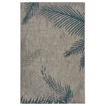 8’ x 9’ Gray Palm Leaves Indoor Outdoor Area Rug