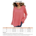 thumbnail image 5 of Suéter De Punto Manga Larga Cuello Redondo Color Puro Dobladillo Suelto Suéter Casual Para Mujer Rosa XL, 5 of 5