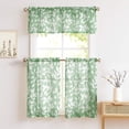 thumbnail image 5 of Tier Kitchen Curtains for Bathroom 24" Green and White Leaves Print Tiers for Laundry Room Basement 2 Panels, 5 of 6