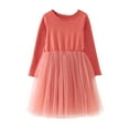 thumbnail image 2 of Huowey Toddler Girls Tutu Dresses Long Sleeve Round Neck Patchwork Elegant Dress Holiday Party Dance Dailywear Clothes,Pink,3-4 Years, 2 of 4