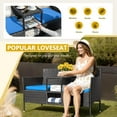thumbnail image 4 of YEXJ Outdoor Patio Loveseat Modern Rattan 2-Seat Patio Conversation Set with Cushions & Built-in Coffee Table Porch Furniture for Garden Lawn Backyard-Blue, 4 of 7