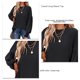 thumbnail image 5 of Camisa informal de punto holgado con cuello redondo y mangas largas con volantes para mujer, color negro, 5 of 6