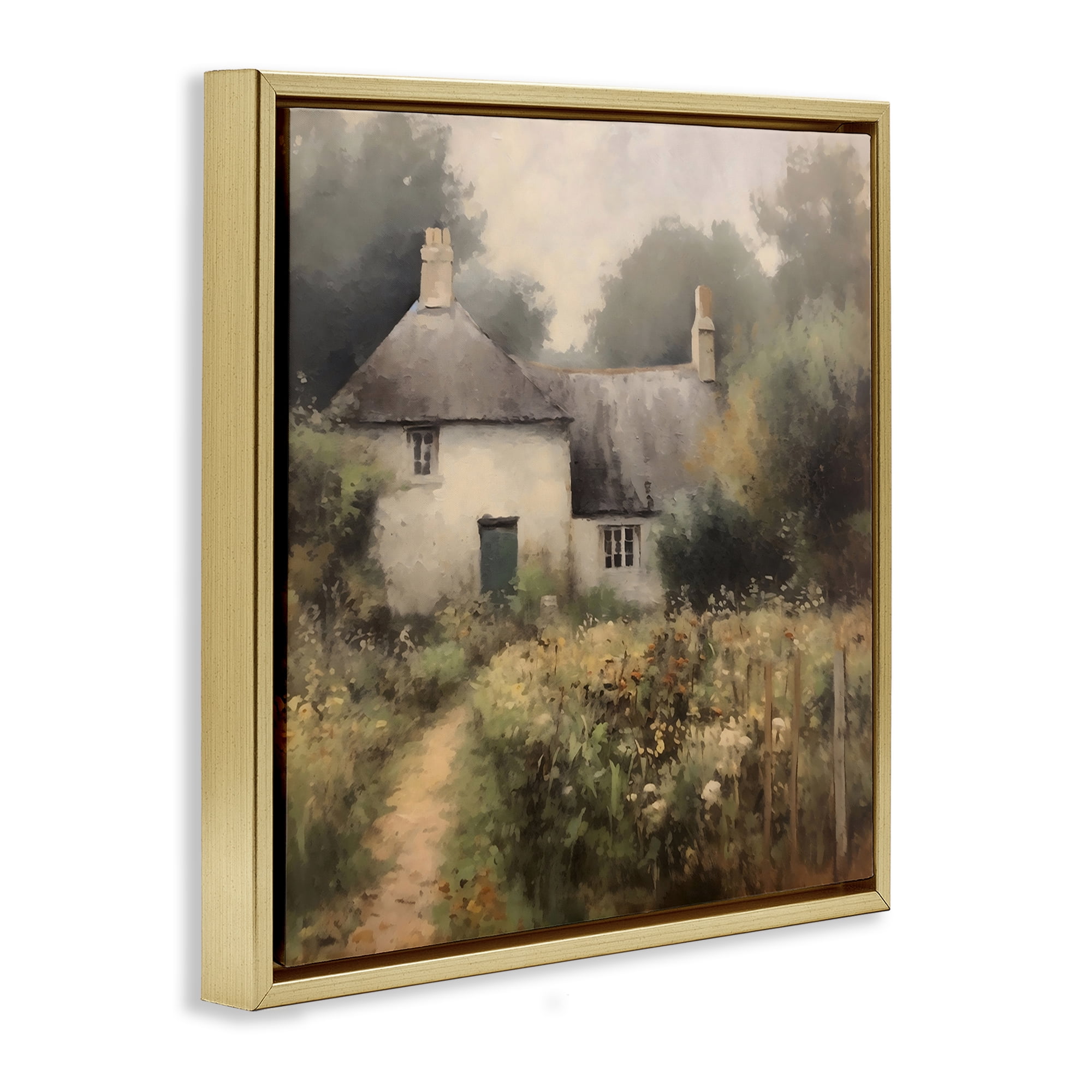 Stupell Industries Cottage Comfort in Summer Garden Gold Framed Floater Canvas Wall Art, design by Creative Studio