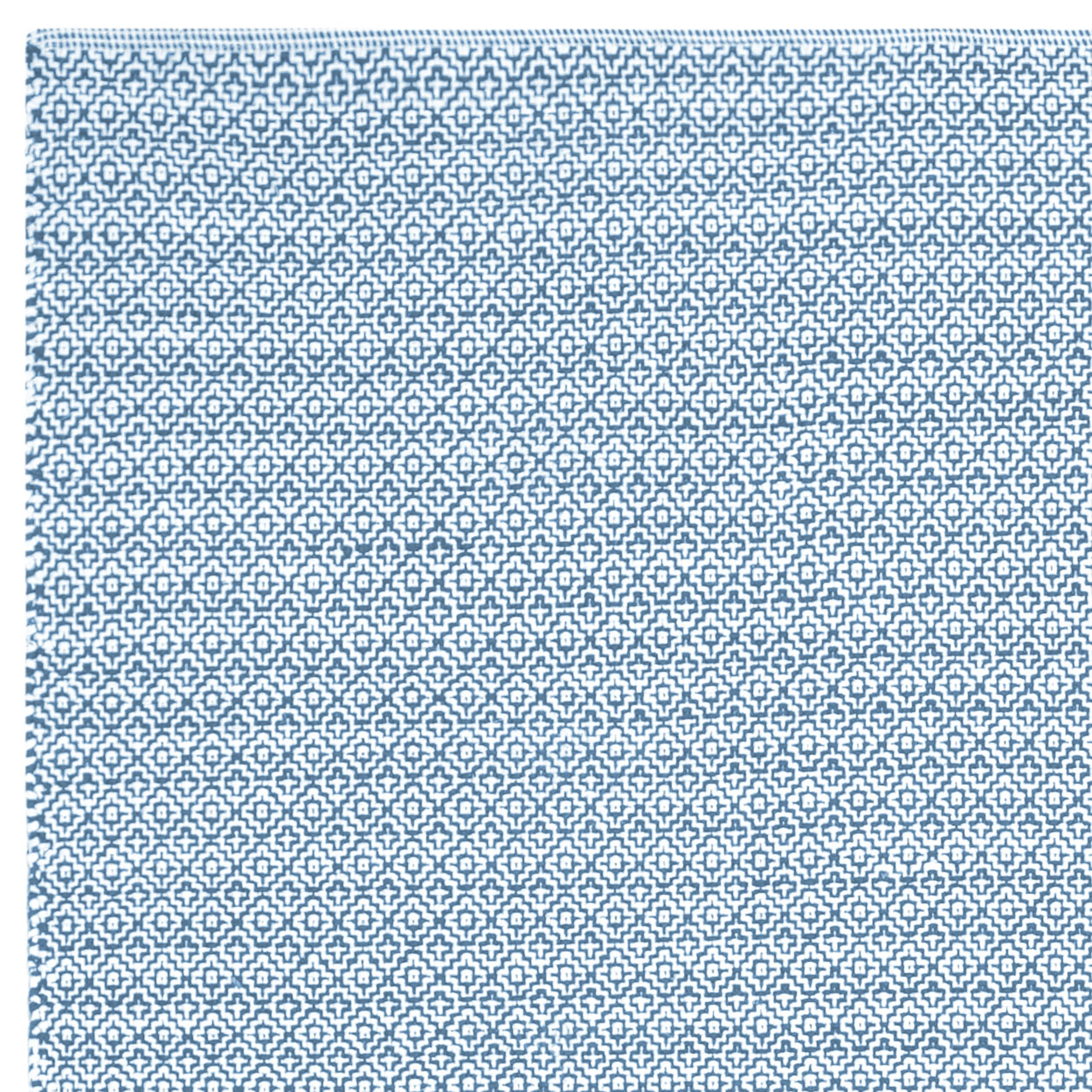 SAFAVIEH Montauk Audra Geometric Cotton Area Rug, Ivory/Blue, 6' x 6' Round