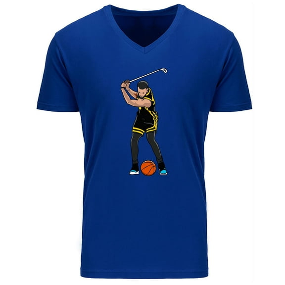 MENS V NECK Steph Curry Golf Swing Golden State Shirt T-Shirt