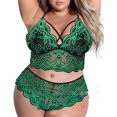 thumbnail image 2 of Levmjia Lingerie Set for Women Plus Size Lace Printed Wireless Bra Thong Hollow Out Sleepwear Comfortable Sleep Relax Home Wear, 2 of 3