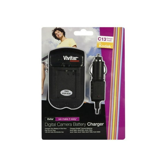 Vivitar SC-KOD - Battery charger + AC power adapter + car power adapter - 1 x batteries charging - for Kodak KLIC-5001, KLIC-7001, KLIC-7003, KLIC-7004, KLIC-7005, KLIC-7006, KLIC-8000