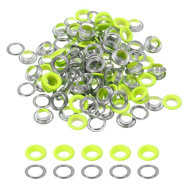 Uxcell 110 Pcs Ojetes con Arandelas 3/8" Kit de Grommets Amarillo Brillante