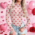 thumbnail image 2 of CAIXIA Valentine Womens Mock Neck Mesh Tops Love Print Western T Shirts Long Sleeve Layering Tops See Through Trendy Outfits, 2 of 5