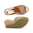 thumbnail image 4 of BLISSFUL STEP Women Glitter Platform Slip on Wedge Heels Sandals Rose Gold 6.5, 4 of 6