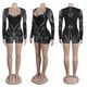 thumbnail image 5 of Romper PORRCEY sexy para mujer, perforado en caliente, cuello en V profundo, negro, 5 of 6
