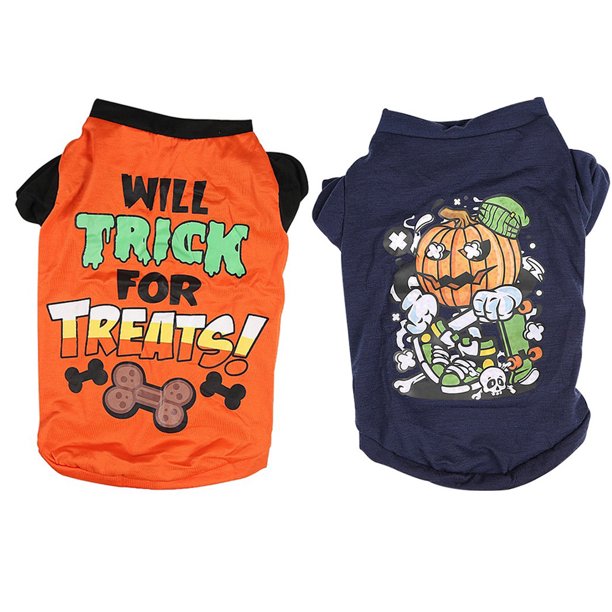 2 uds ropa para mascotas delgada verano creativo calabaza Halloween mangas cortas MFZFUKR l