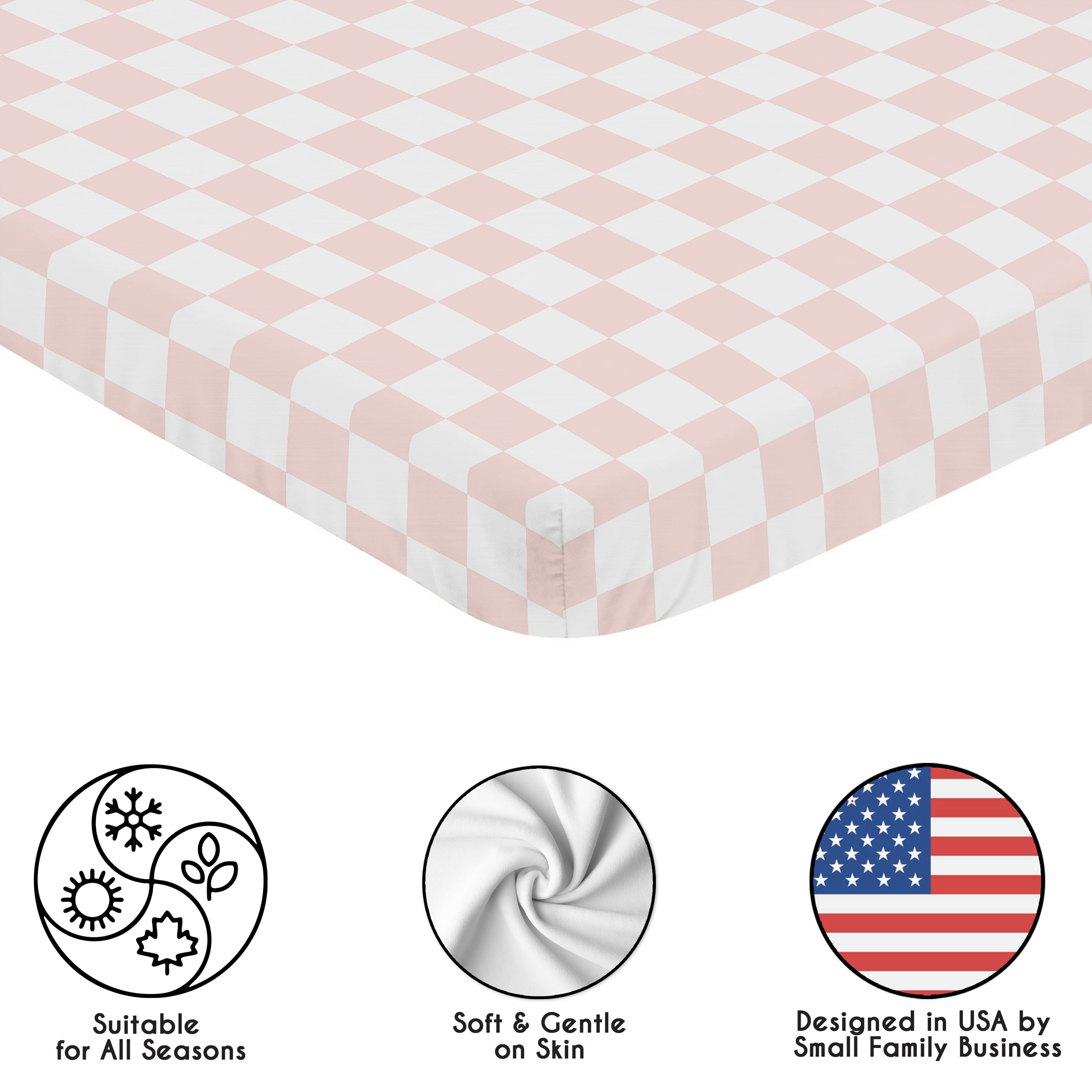 Sweet Jojo Designs Pink Gingham Checkered Plaid Girl Mini Fitted Crib Sheet