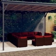 thumbnail image 1 of vidaXL 13 Piece Garden Lounge Set with Cushions Brown Poly Rattan, 1 of 5