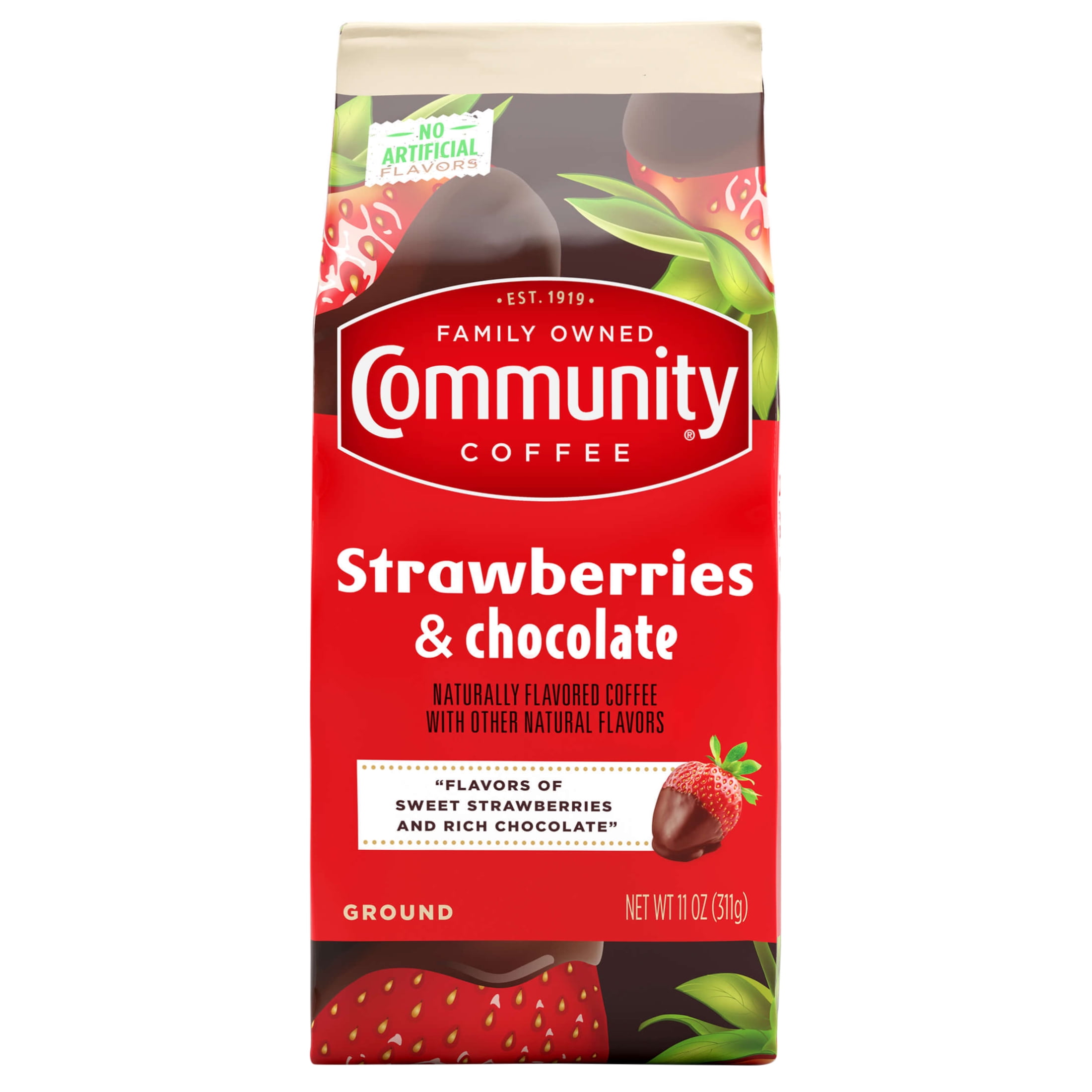 Community Coffee Strawberry & Chocolate Flavored Coffee, 11 Oz, Bag