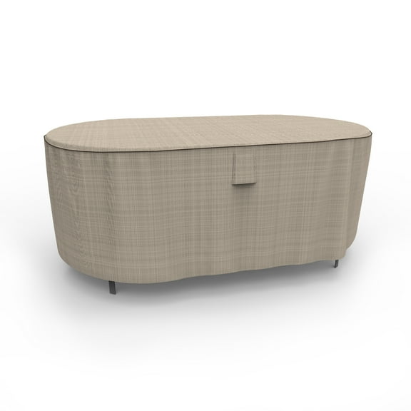 Budge Medium Brown / Beige Patio Outdoor Oval Table Cover, English Garden