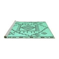 thumbnail image 2 of Ahgly Company Machine Washable Indoor Round Solid Turquoise Blue Modern Area Rugs, 5' Round, 2 of 4
