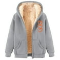 thumbnail image 3 of QATAINLAV Mother's Day Gifts Women's Sherpa Lined Hooded Sweatshirt Jackets Casual Zip Up Winter Warm Hoodie Fashion Heart Print Fleece Coats with Pockets Gray XXXL, 3 of 5