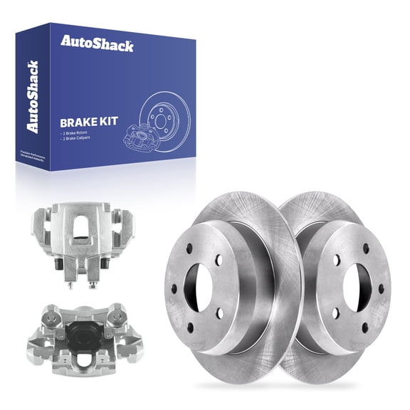 AutoShack Rear Solid Brake Rotors   Calipers 4-PC Brake Kit Replacement for 1999-2004 Jeep Grand Cherokee 12" (304.8 mm)