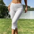 thumbnail image 5 of Cagogo Women's High Waisted Capri Pants Stretch Polka Dot Casual Leggings Active Shorts Summer Vacation Beach Travel Workout Trousers, White M, 5 of 7