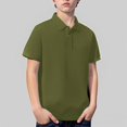 thumbnail image 5 of GiLiling Boys Short Sleeve Polo Shirts Cozy Collared Neckline Comfort Stretch Golf Shirt School Uniform (Blackish Green, 5-6 Years), 5 of 9