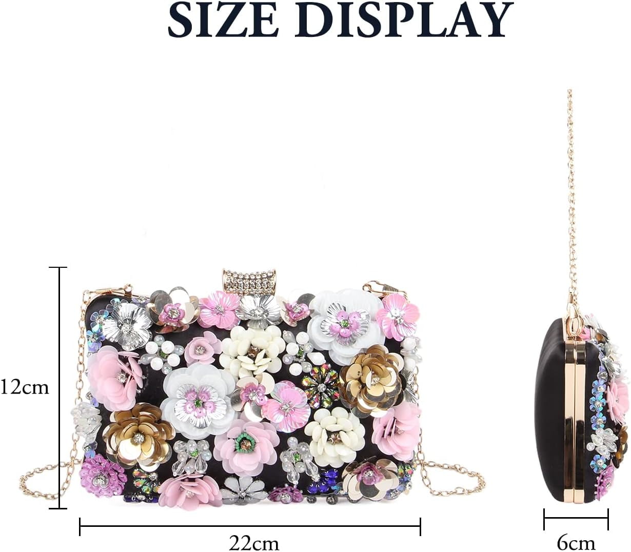 Women Elegance Floral Evening Clutch Purse Bags Flowers Beads Wedding Tote Bags Bride Shoulder Handbags