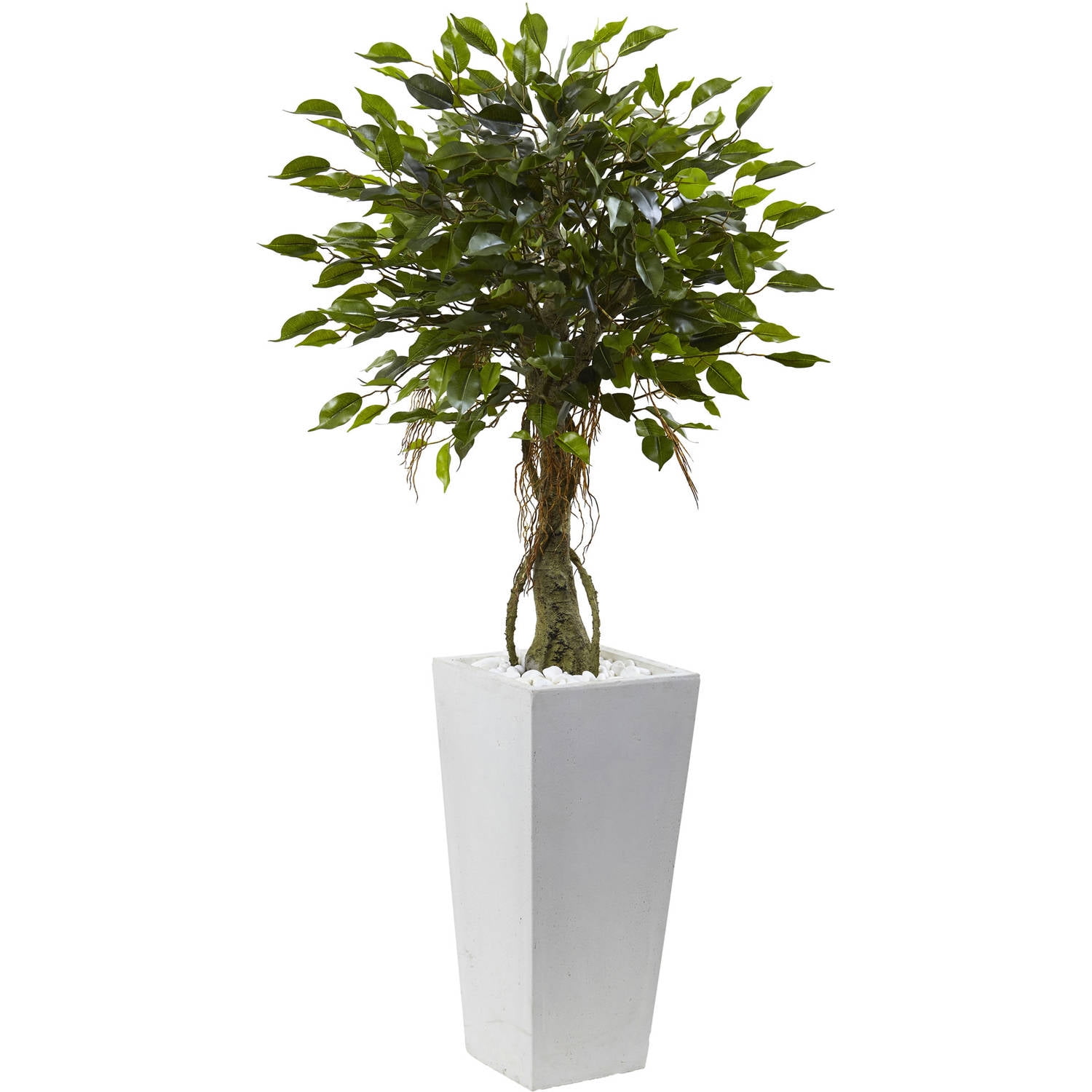 Nearly Natural 52" Ficus Tree with White Planter UV Resistant (Indoor